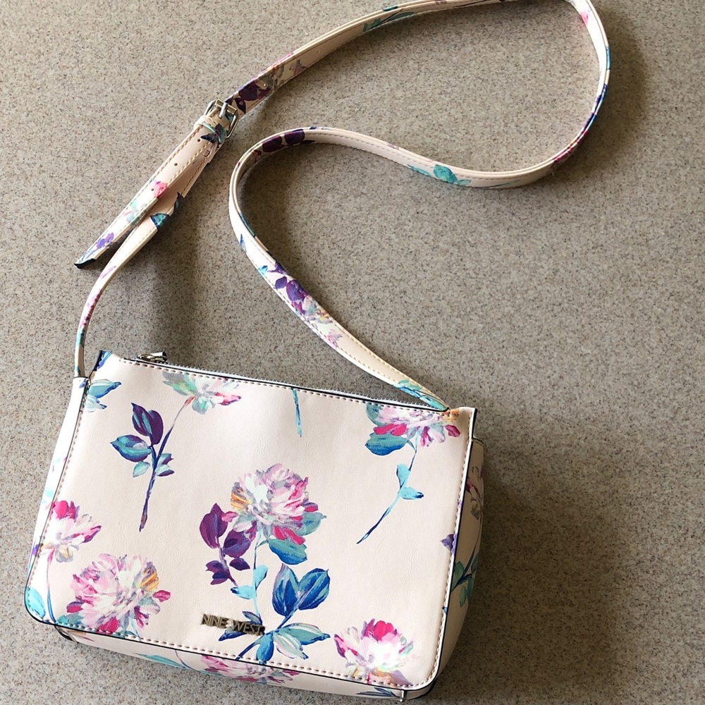 Nine West Cream Floral Crossbody Bag